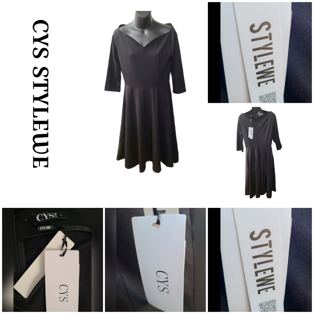 CYS STYLEWE  BLACK MIDI DRESS SIZE X/L - Picture 2 of 7